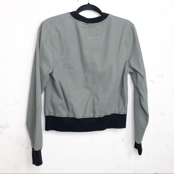 SANCTUARY olive green and black Front zipper bomber jacket - Picture 4 of 11